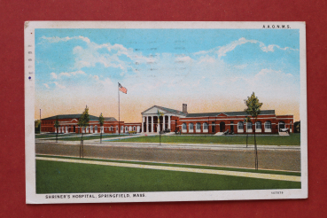 Postcard PC Springfield Mass Massachusetts 1929 Shriner hospital USA US United States
